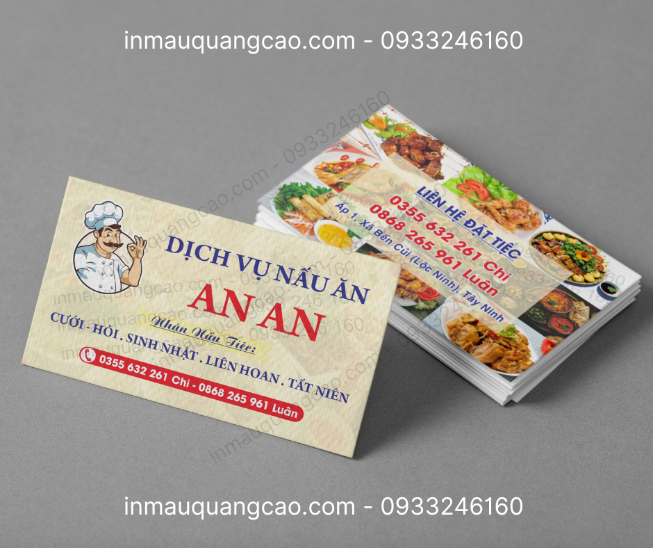 Mẫu card visit dịch vụ nấu ăn - in card visit Bình Dương